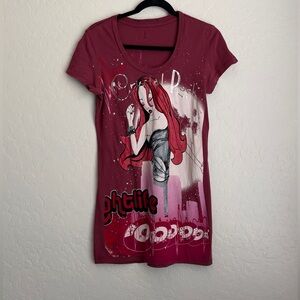 Christian Audigier Crystal Rock Women's Nightlife Short Sleeve Tee Red Large